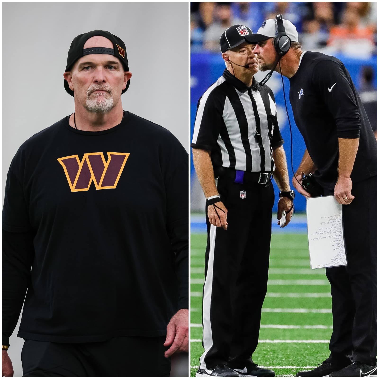 Cover Image for Washington Commanders coach Dan Quinn has sparked a social media storm after he called for a change in the refereeing team for the upcoming Detroit Lions game amid evidence of a $500,000 bribery scandal between the Deitroit Lions and the NFL’s largest refereeing organization.